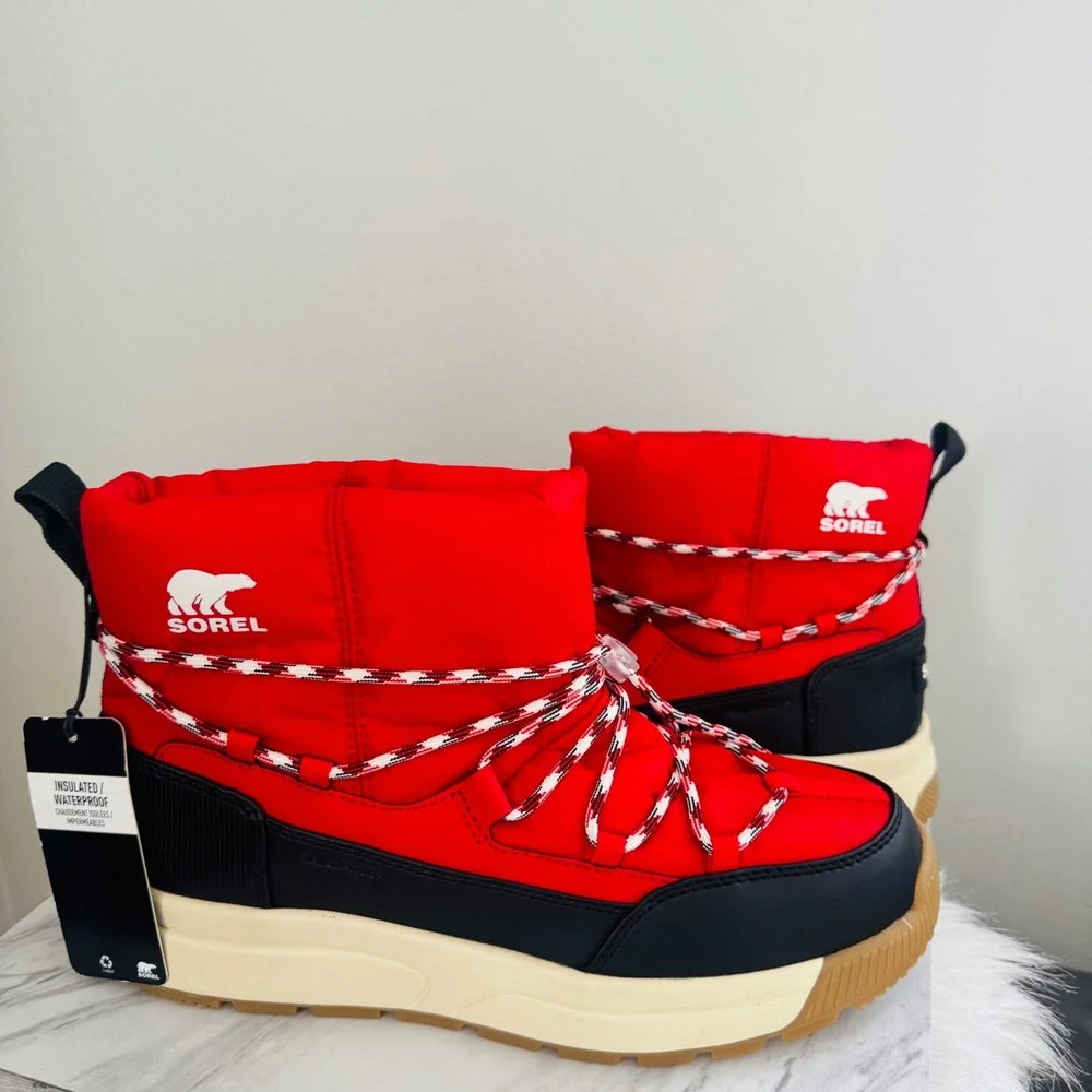 SOREL Whitney III Waterproof Bootie, Winter/Snow Boot, Red, Size 8.5,‎ NWT